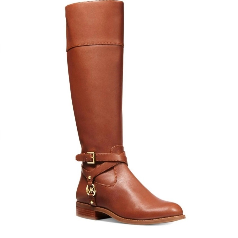 without box MICHAEL Michael Kors Preston Leather Tall Riding Boots Chestnut
8.5M